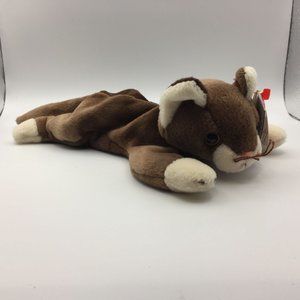 Vintage '97 TY Beanie Babies Pounce Brown Cat Kitty Retired Plush Stuffed Animal